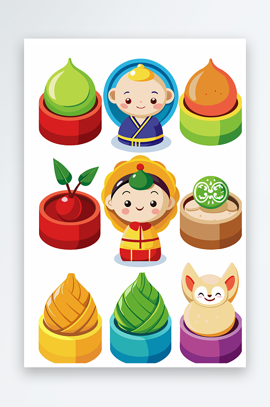 包子美食图标插画元素-众图网