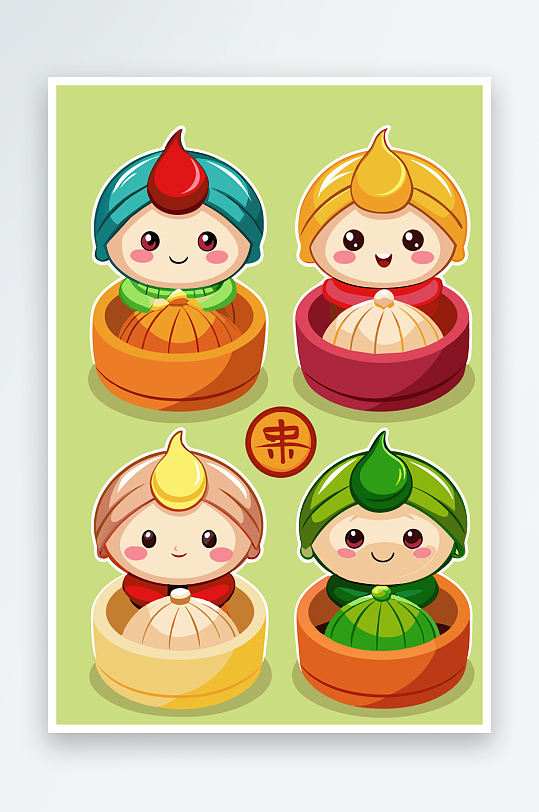 包子美食图标插画-众图网