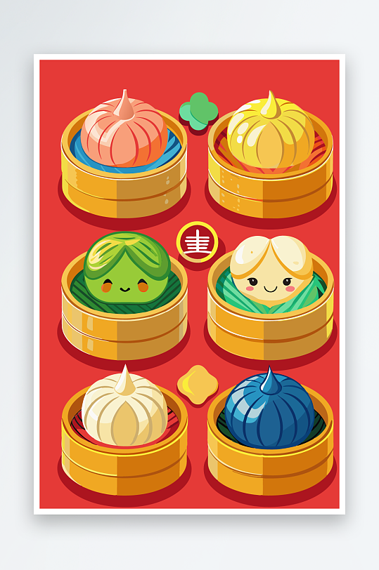 包子美食图标插画-众图网