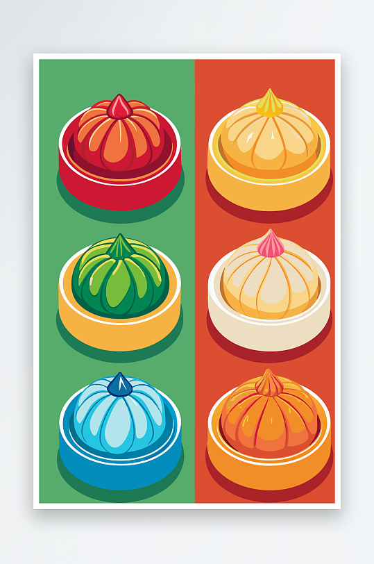 包子美食图标插画元素-众图网