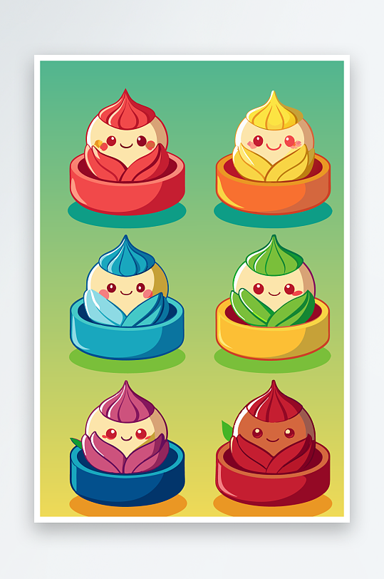 包子美食图标插画元素-众图网