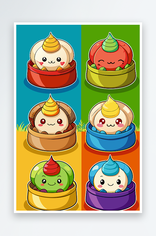 包子美食图标插画元素-众图网