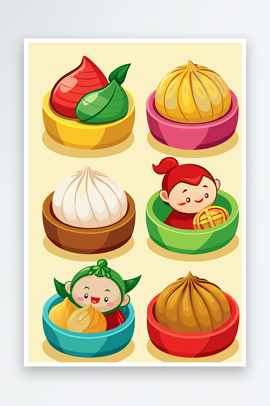 包子美食图标插画-众图网