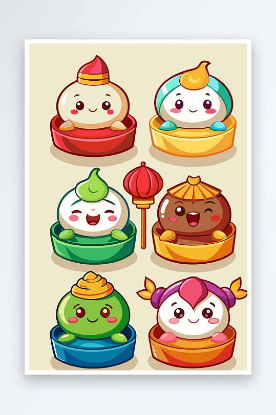 包子美食图标插画-众图网