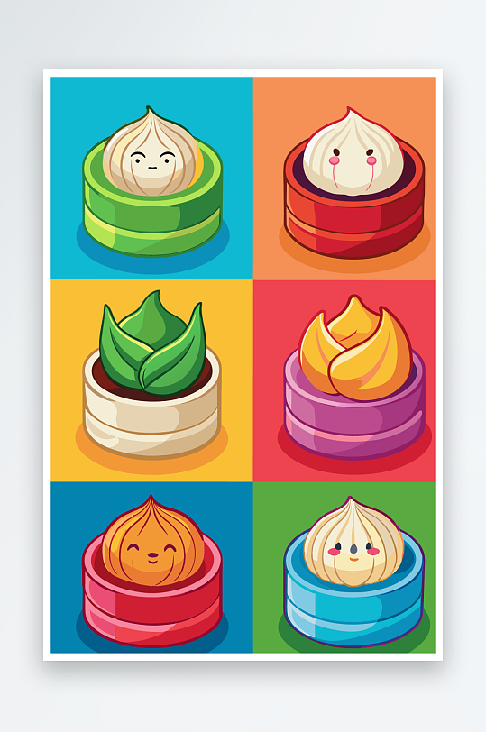 包子美食图标插画-众图网