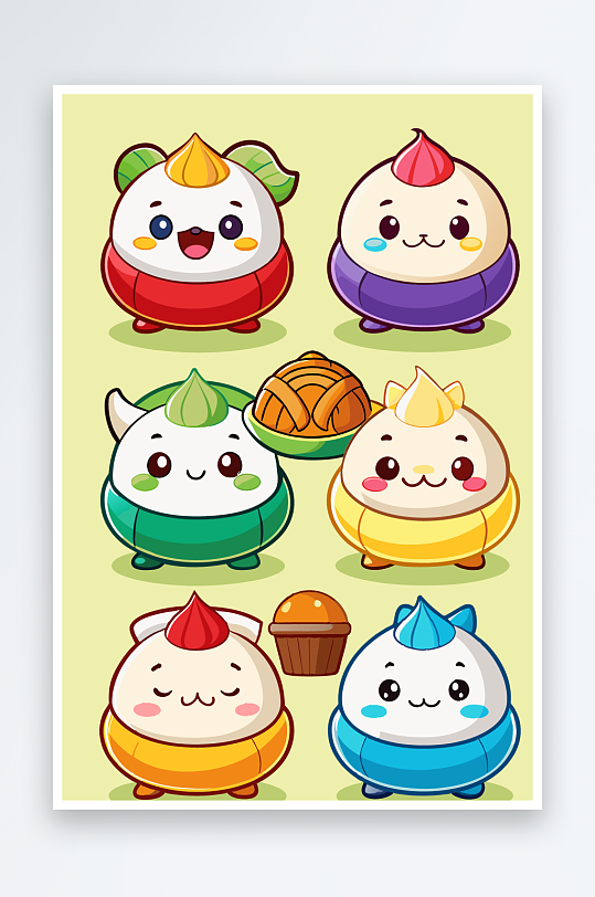 包子美食图标插画-众图网