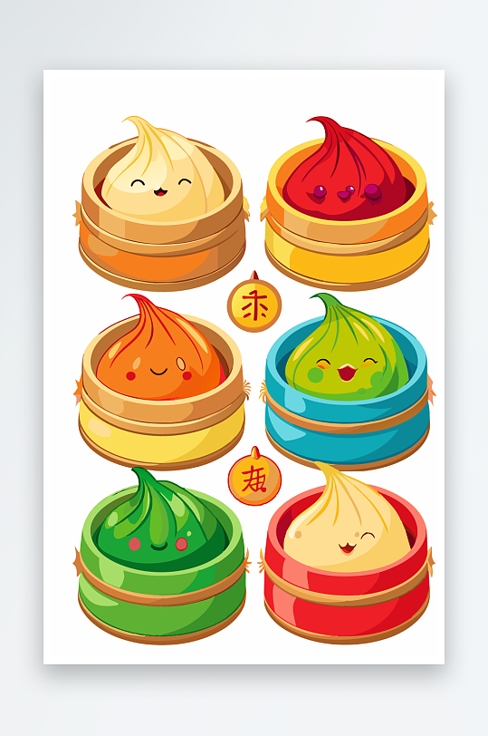 包子美食图标插画元素-众图网