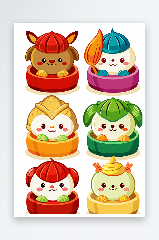 包子美食图标插画元素-众图网