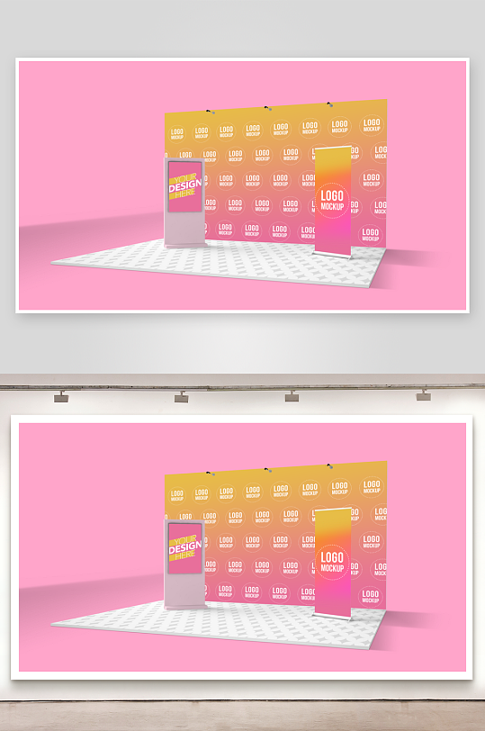 展厅展览海报背景墙宣传模板样机-众图网