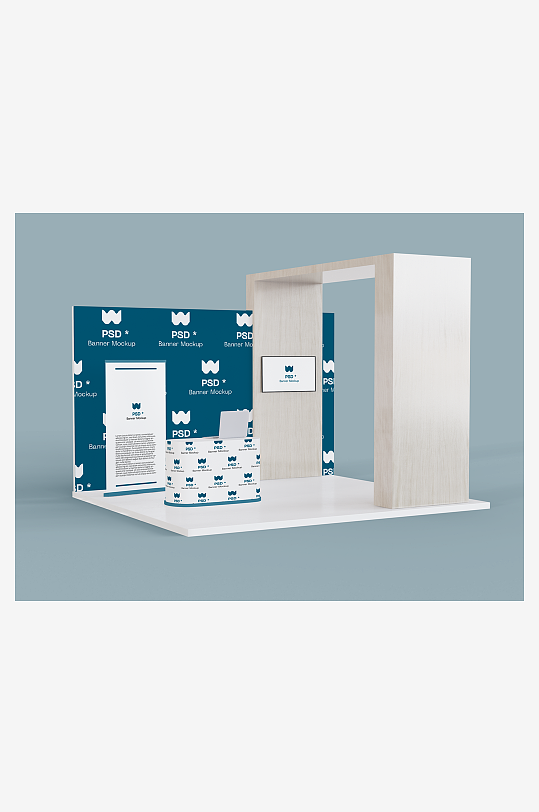 展厅展览海报背景墙宣传模板样机psd-众图网