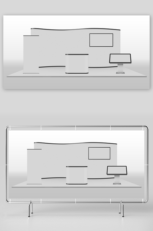 展厅展览海报背景墙宣传模板样机psd-众图网
