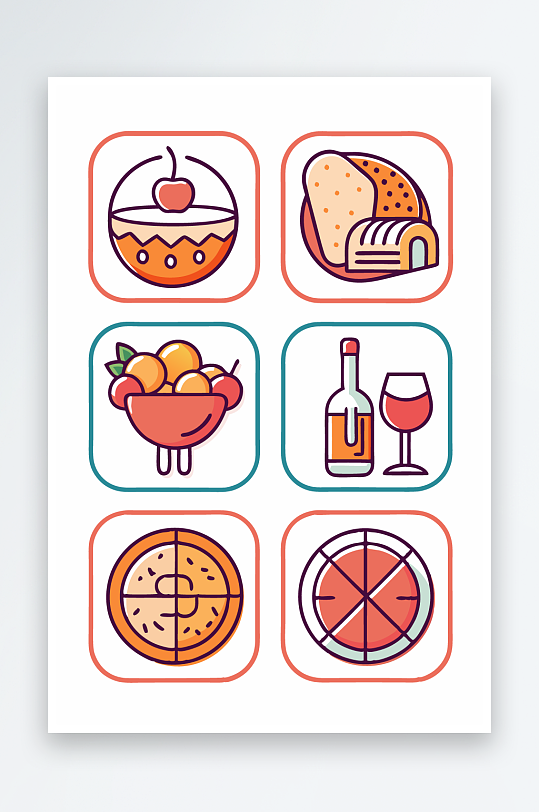 美酒美食图标插画-众图网