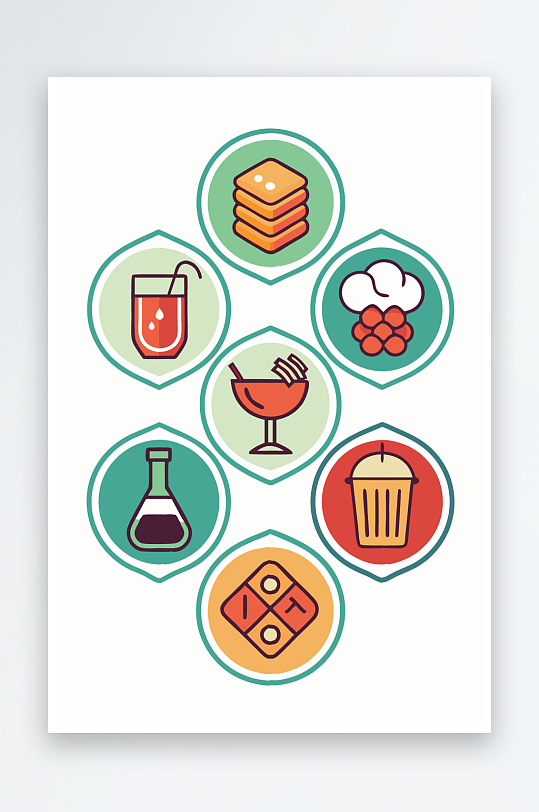 美酒美食图标插画-众图网