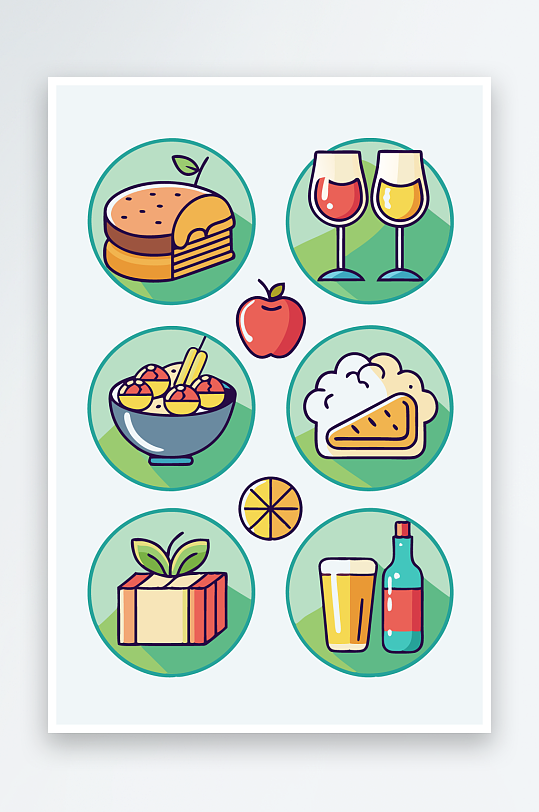 美酒美食图标插画-众图网