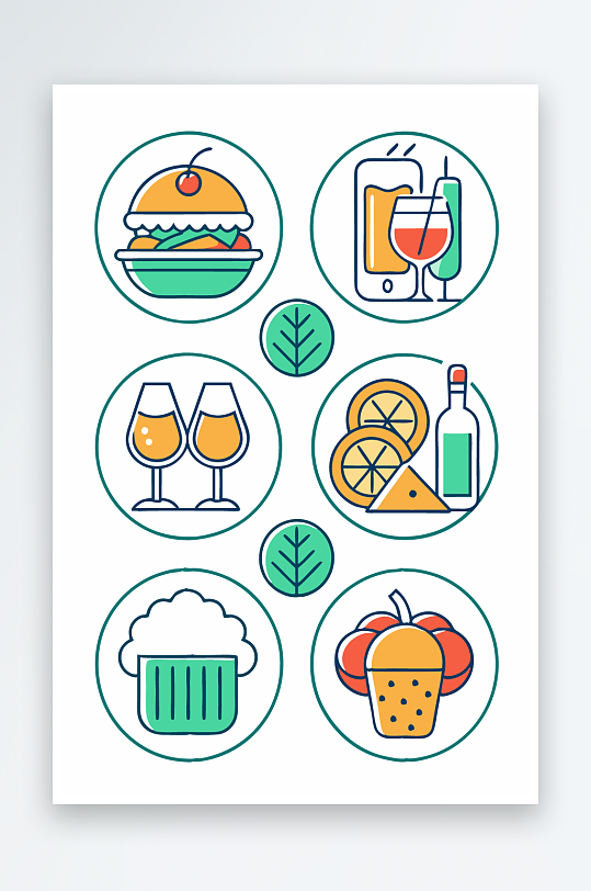 美酒美食图标插画-众图网