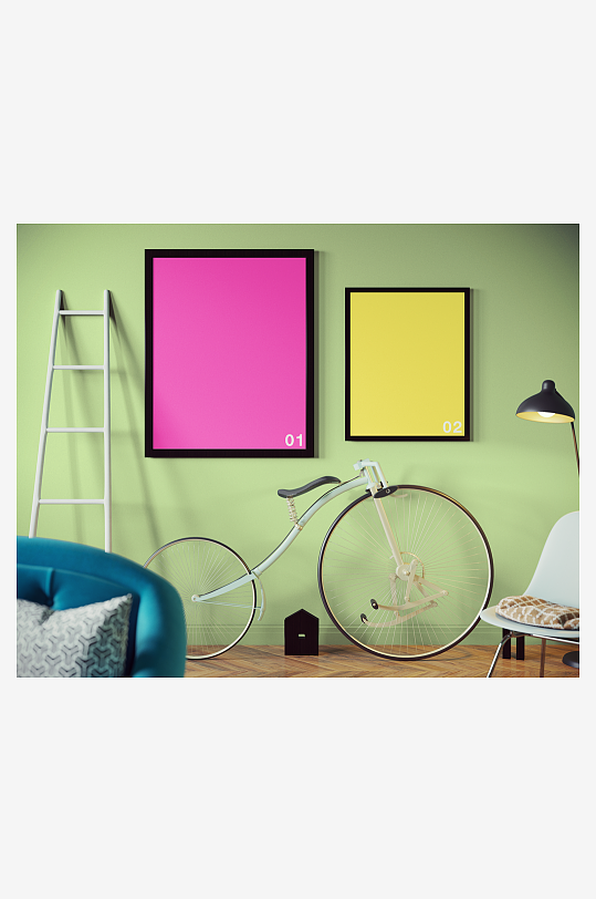 证书边框照片相框样机-众图网