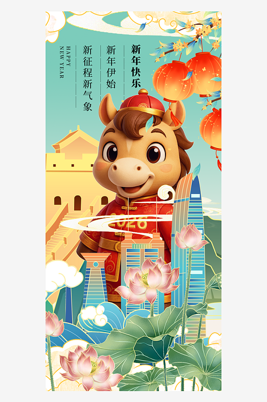 马年春节海报广告-众图网