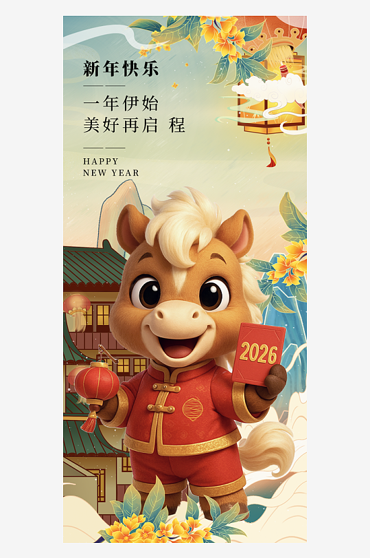 马年春节海报广告-众图网