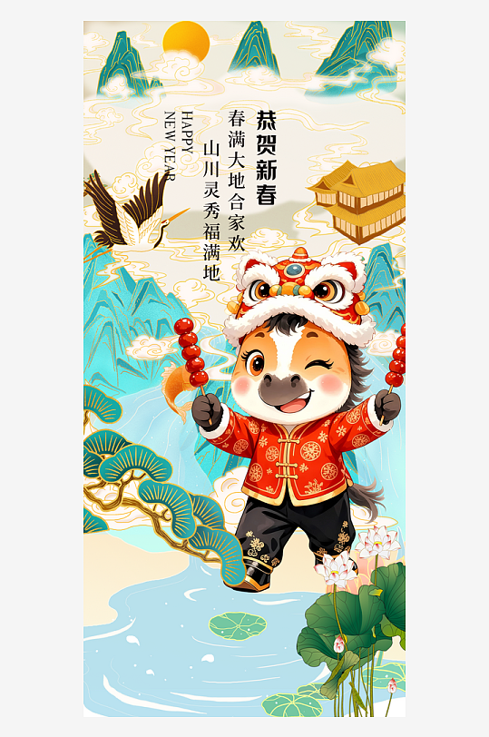 马年春节海报广告-众图网