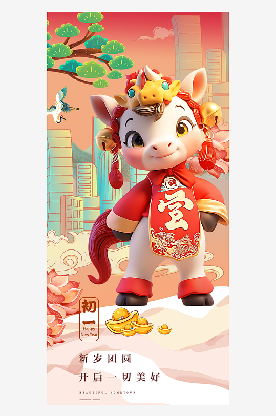 马年春节海报广告-众图网