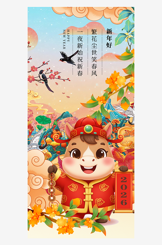 马年春节海报广告设计-众图网