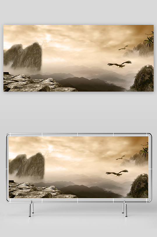 中国风水墨意境背景模板-众图网