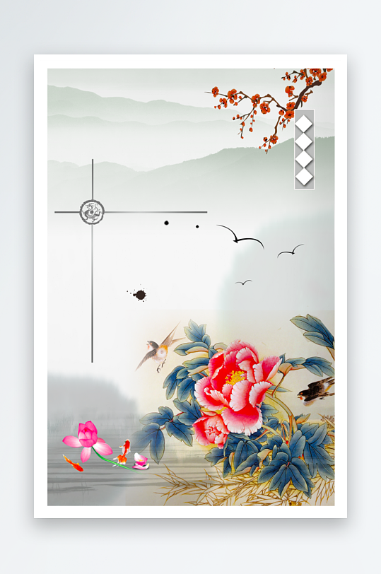 中国风水墨海报背景素材-众图网