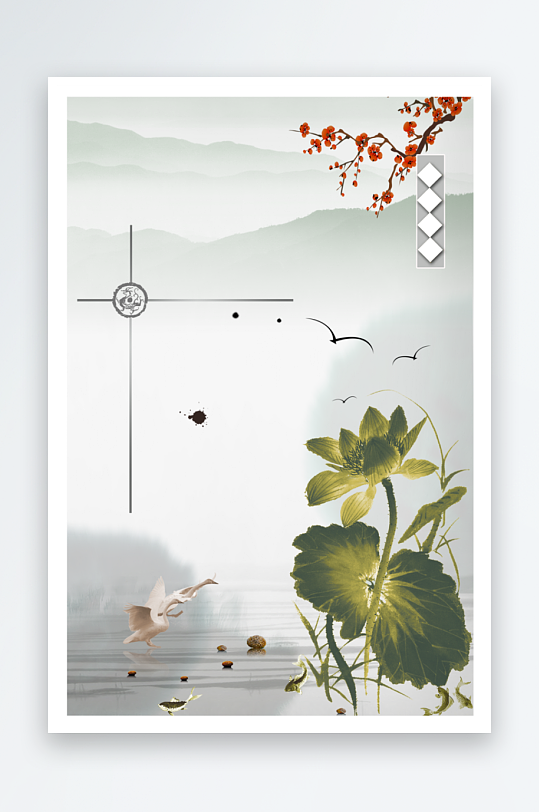 中国风水墨海报背景素材-众图网