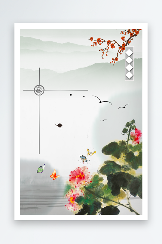 中国风水墨海报背景素材-众图网