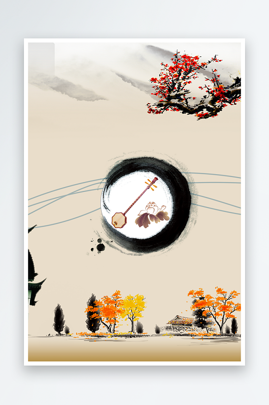 中国风水墨海报背景-众图网