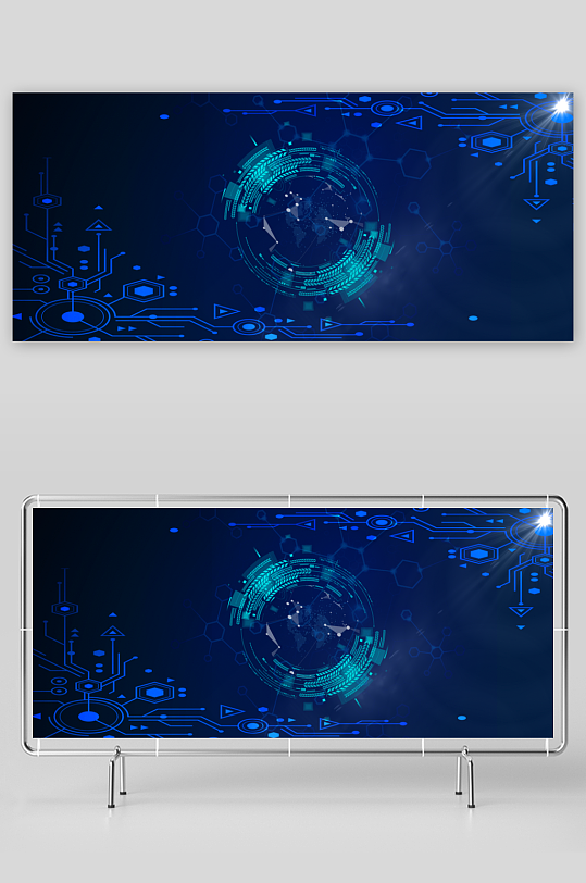 蓝色科技背景素材-众图网