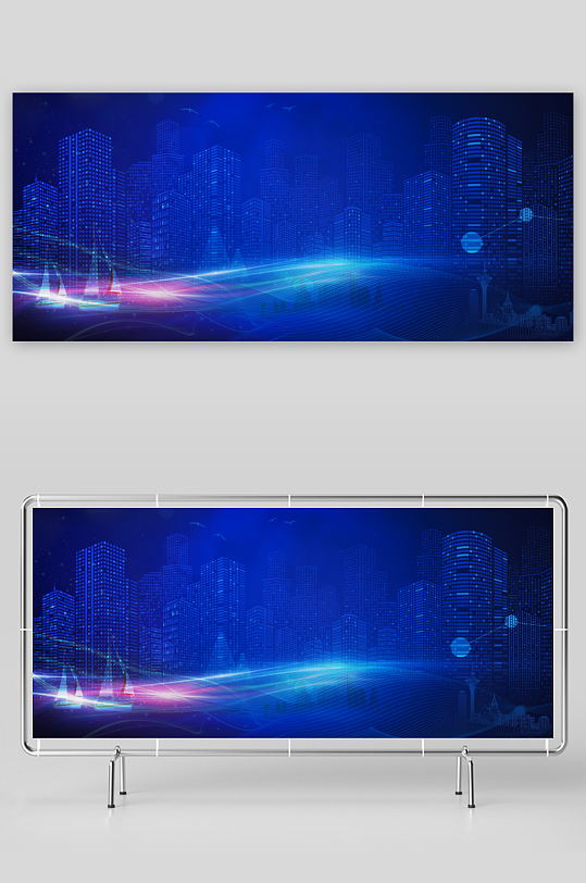 蓝色科技背景模版素材-众图网