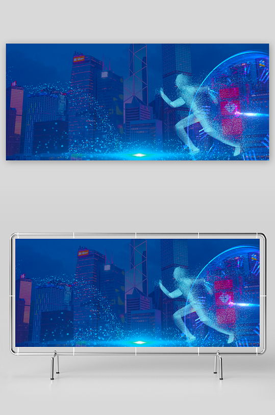 蓝色科技背景模版素材-众图网