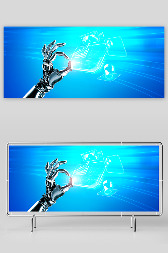 蓝色科技背景模版素材-众图网