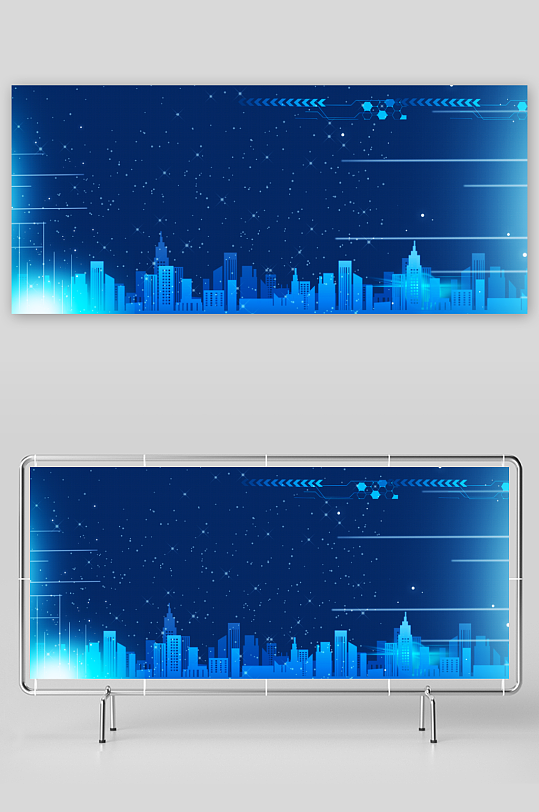 蓝色科技背景模版素材-众图网