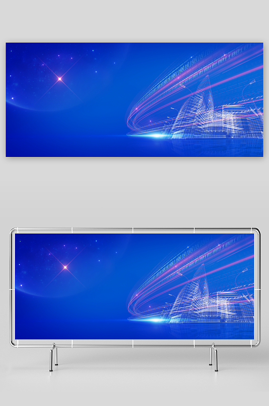蓝色科技背景模版素材-众图网