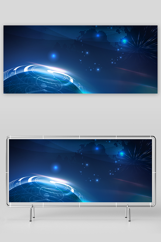 蓝色科技背景模版素材-众图网