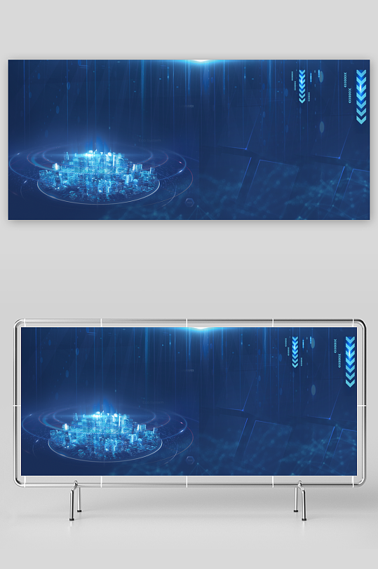 蓝色科技背景模版-众图网