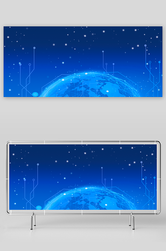 蓝色科技背景模版-众图网