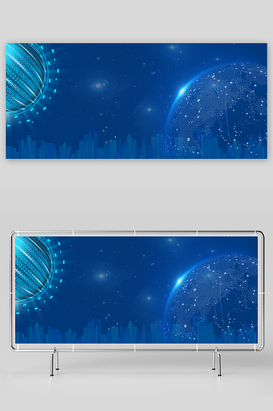 蓝色科技背景模版-众图网