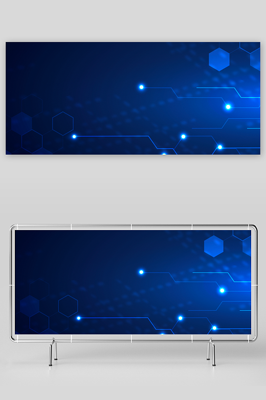 蓝色科技背景模版素材-众图网