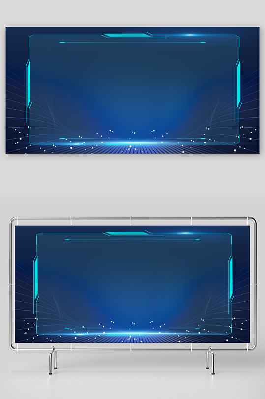 蓝色科技背景模版素材-众图网