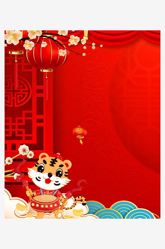 红色喜庆背景模版-众图网