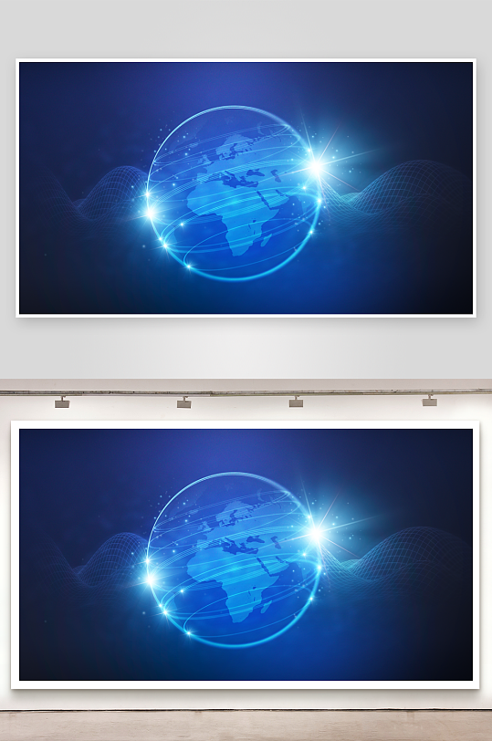 蓝色科技背景模版素材-众图网