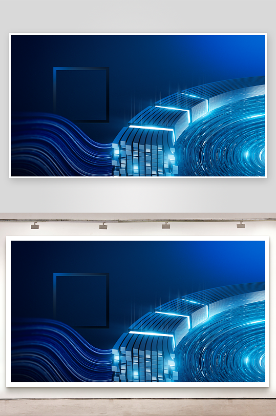 蓝色科技背景模版-众图网