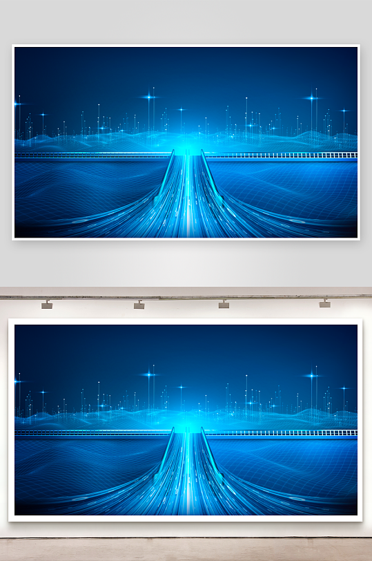 蓝色科技背景模版-众图网