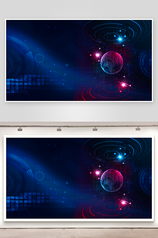 蓝色科技背景模版素材-众图网