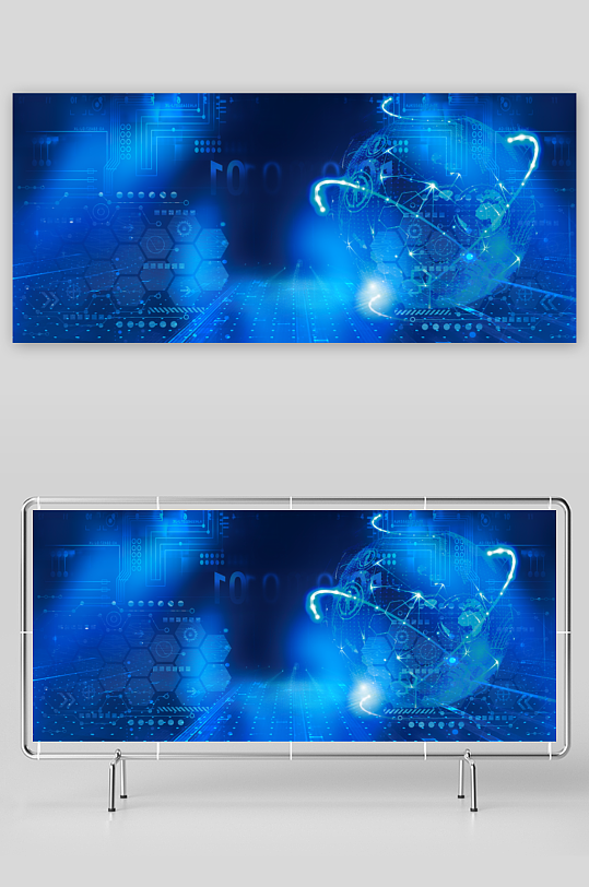 蓝色科技背景模版素材-众图网
