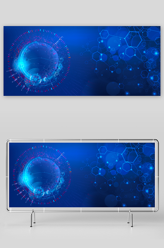 蓝色科技背景模版素材-众图网