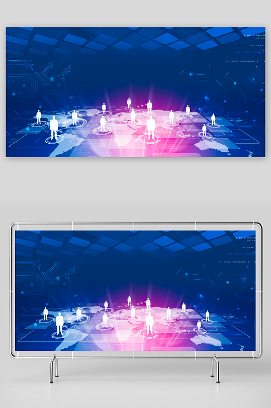 蓝色科技背景模版素材-众图网